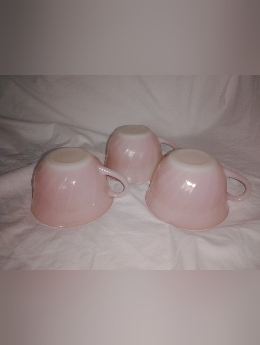 Vintage Mid Century MCM Fire King Pink Swirl Tea Coffee Cup Set of 3 Boho 50s - Picture 10 of 11